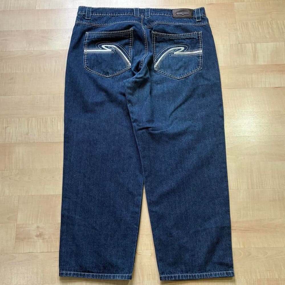 Knockout Jeans Embroidered Baggy Easy Fit Denim Jeans